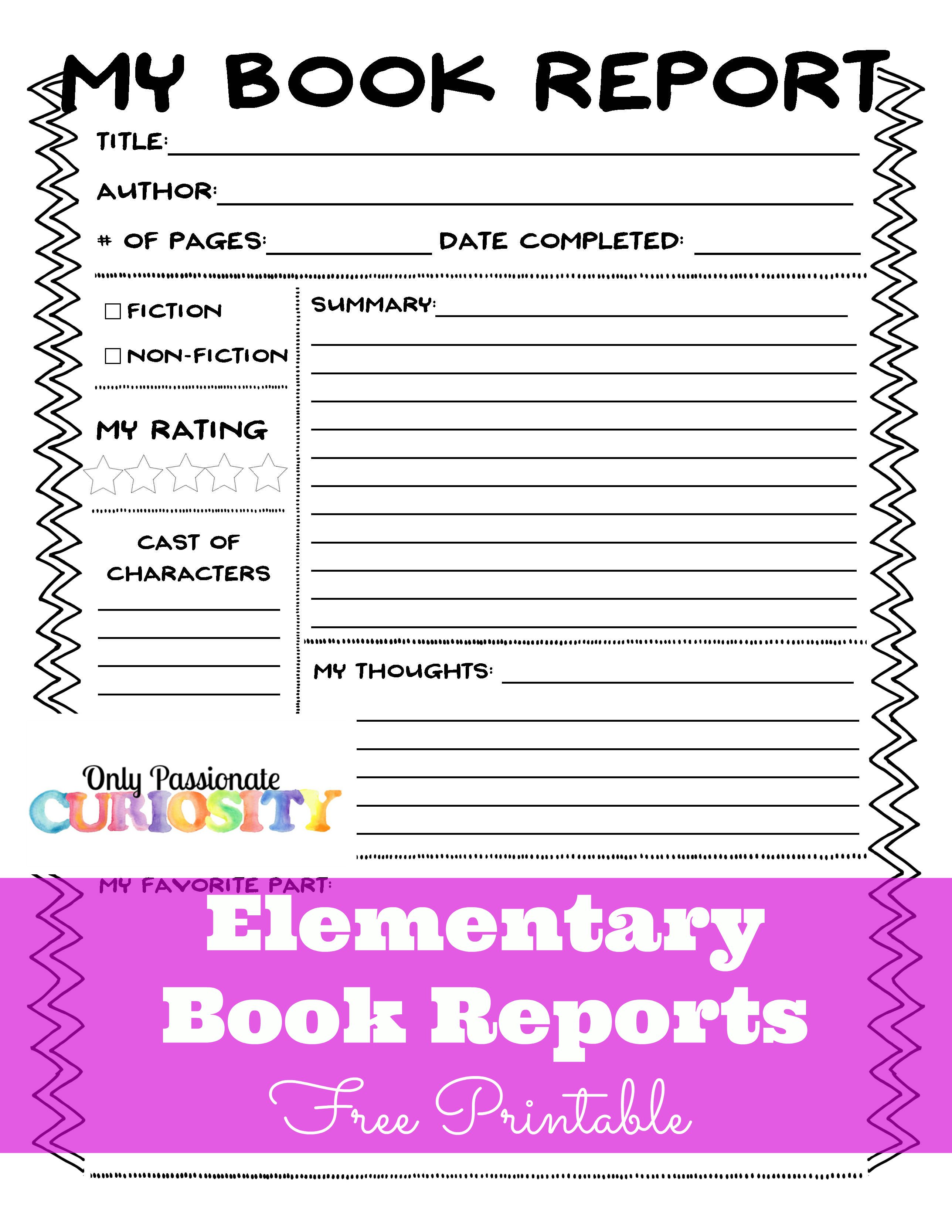 Free Book Report Template