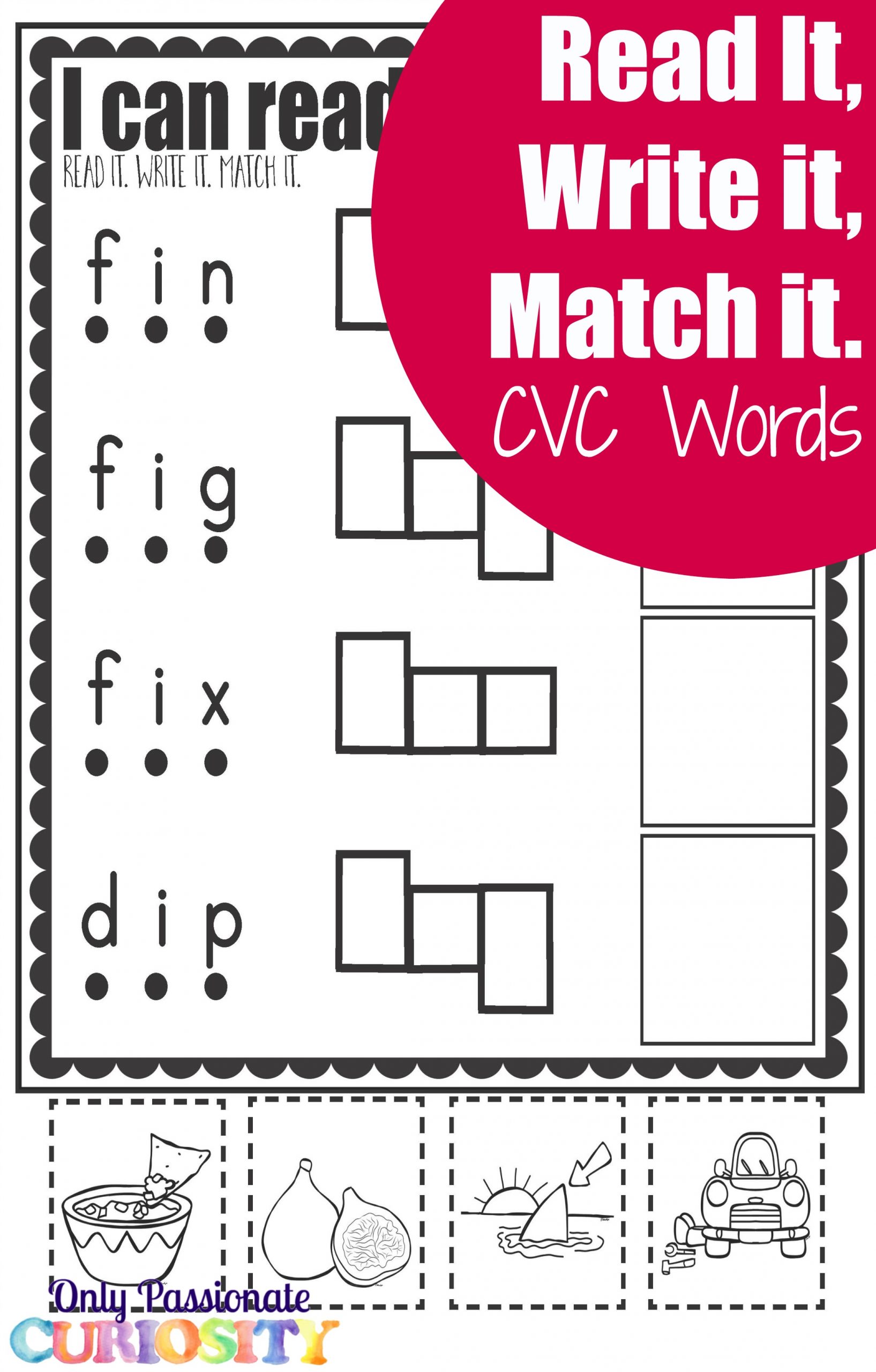 CVC Worksheets Cut and Paste Letter I Only Passionate Curiosity