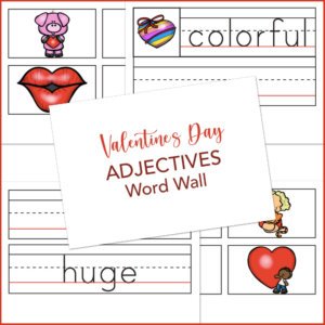 Valentines Day adjectives worksheets and pictures