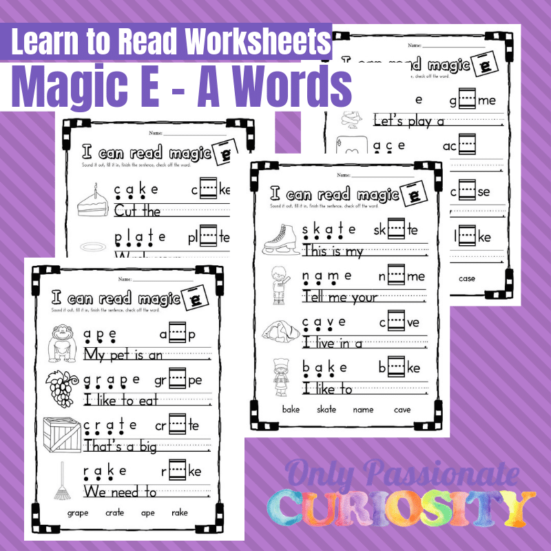 Magic E Worksheets - Long A Sounds - Only Passionate Curiosity