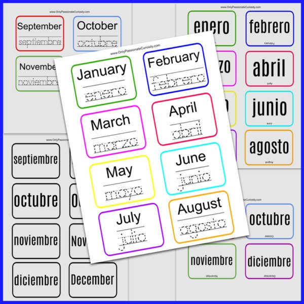 pages for learning the months in Spanish