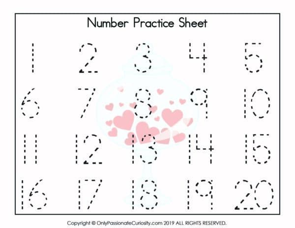 numbers 1-20 practice sheet